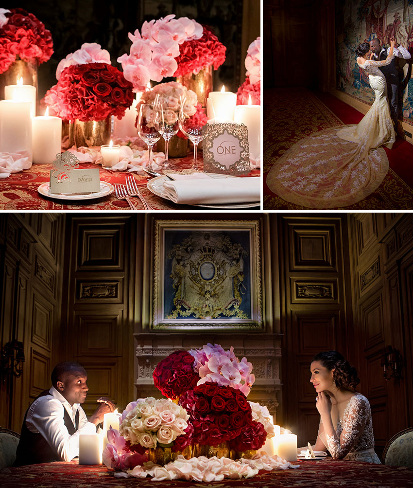 Couple posing at Salon Louis XIII of 4 Four Seasons George V Hotel