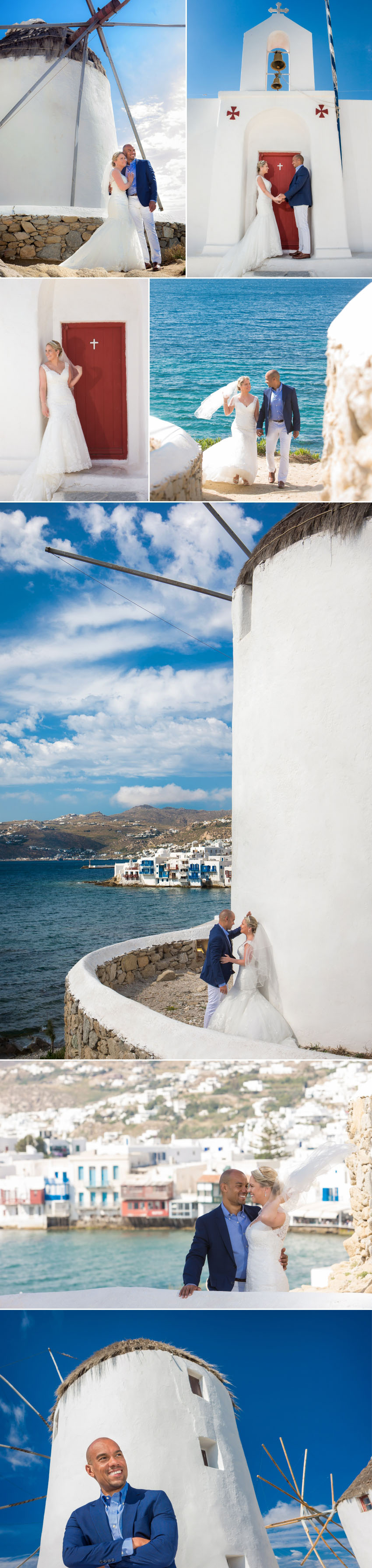 Couple posing during their wedding photography in Mykonos