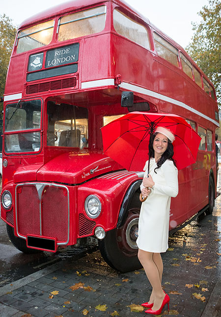 A London's red bus used as photo shoot backround